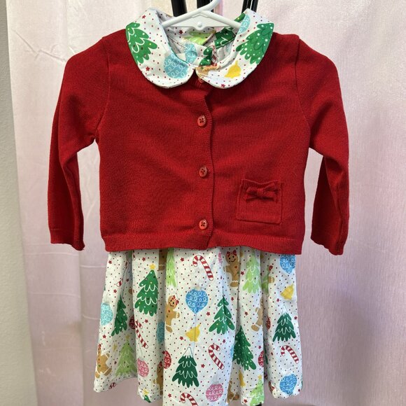 🎄 Goodlad Toddler Girls’ Christmas Dress & Cardigan Set – Size 18 Months – NWT - Picture 1 of 4